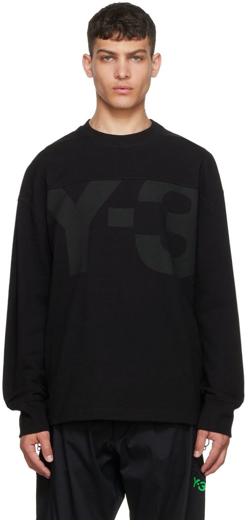 Y-3 남성 블랙 코튼 스웨트셔츠