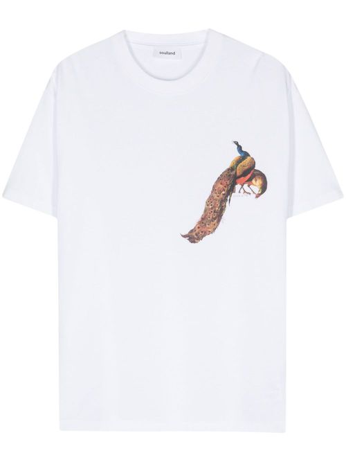 'Kai' Peacock organic cotton T-Shirt - White