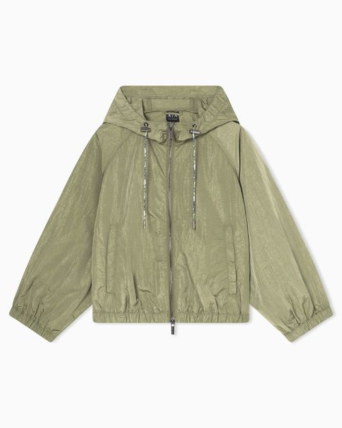 Windbreaker in shiny nylon with metallic effect