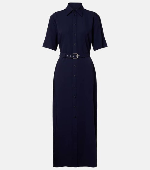 Belted wool midi dress
