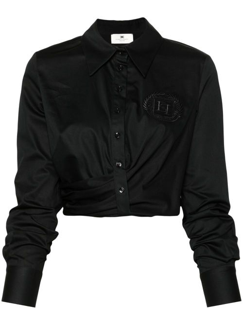 Draped cropped blouse - Black