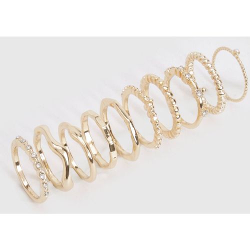 Boohoo Womens Gold 10 Pack Rings -  Medium/Large