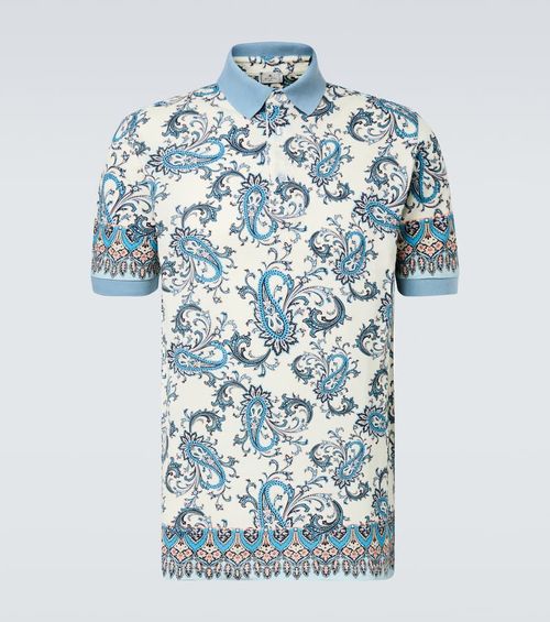 Paisley cotton piqué polo shirt
