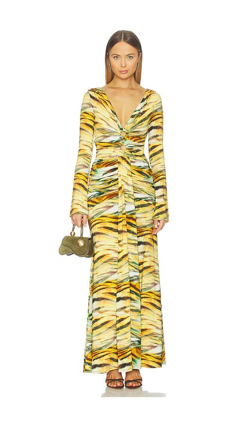 AFRM Iko Dress in Citron Tiger. XXS also in 1X, L, M, S