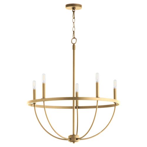 Aged Brass Five Light Chandelier from the Tribute Collection