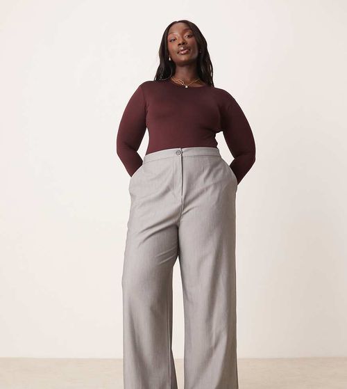 ASOS DESIGN Curve tailored wide leg dad pants in gray