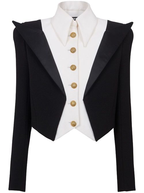 Spencer cropped virgin wool jacket - Black