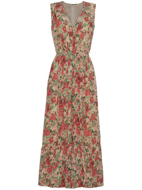 Marina floral-print silk dress - Neutrals