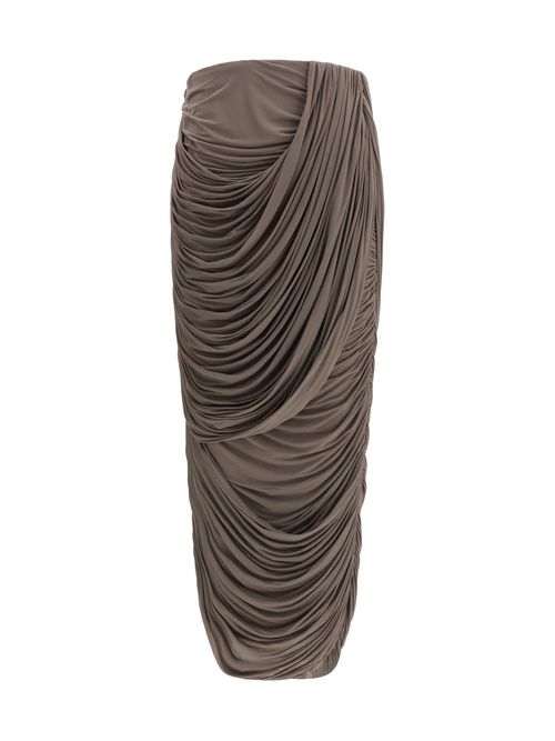 Draped Cupro Skirt — Brown