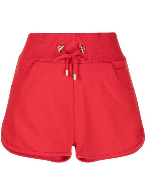 Contrast-pocket drawstring shorts - Red