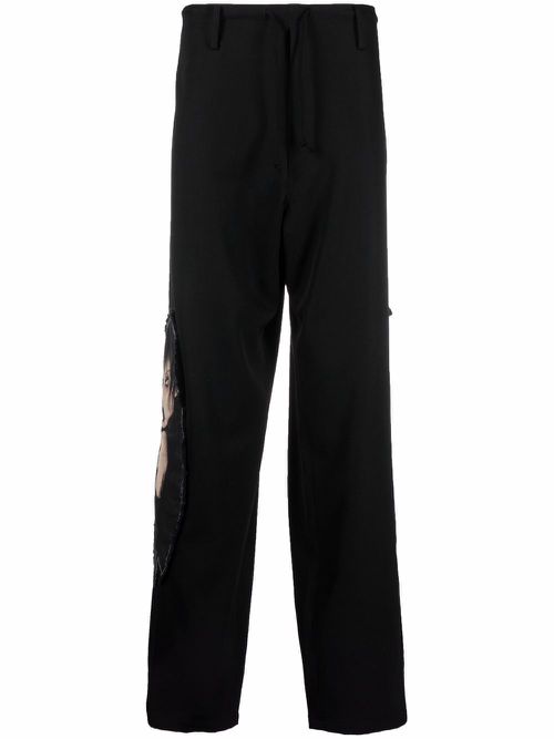 Drawstring straight-leg trousers - Black
