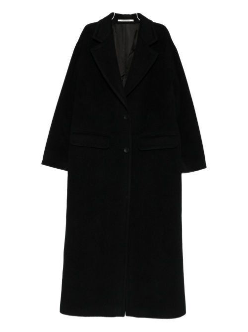 Wool Single-Breasted Coat — Black