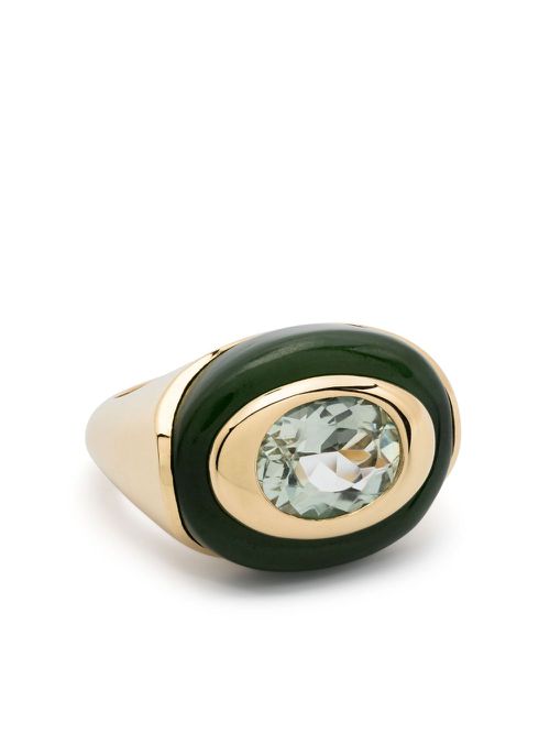 18K Yellow Gold Jade And Prasiolite Ring - Women's - Jade/18kt Yellow Gold/Green Prasiolite