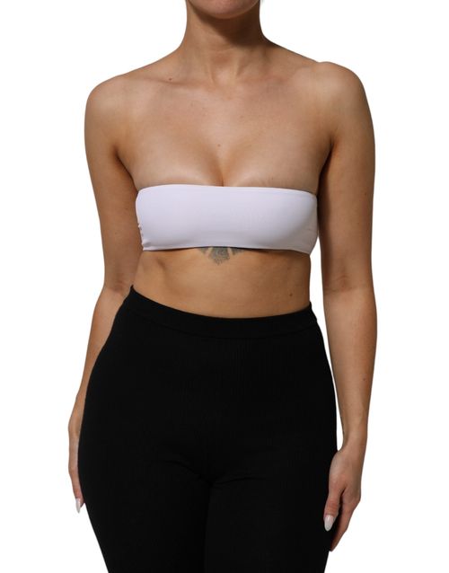 Nylon Blend Bandeau Tank Top — White