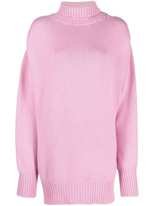 Side-slit cashmere knit jumper - Pink