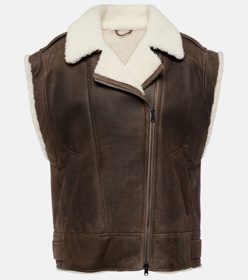 Shearling-lined leather vest