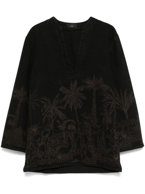 Jungle Toile de Jouy blouse - Black