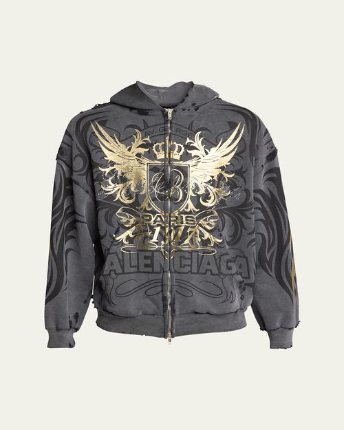 Men's Terry Metallic Tattoo Zip Hoodie