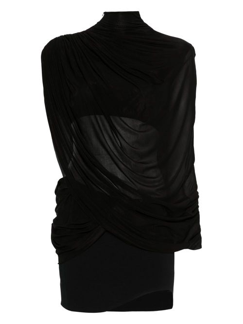 Draped high-neck dress - Black
