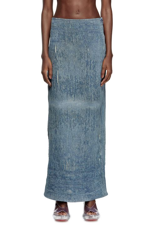 Skirt in ultra-destroyed jacquard denim - Skirts - Woman - Blue