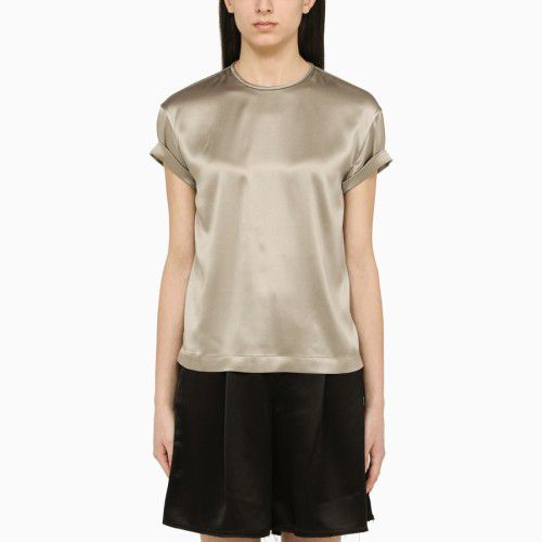 Monili-detail satin blouse - Neutrals