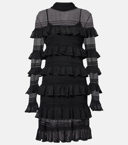 Minikleid Crush High Neck Frilled aus Strick