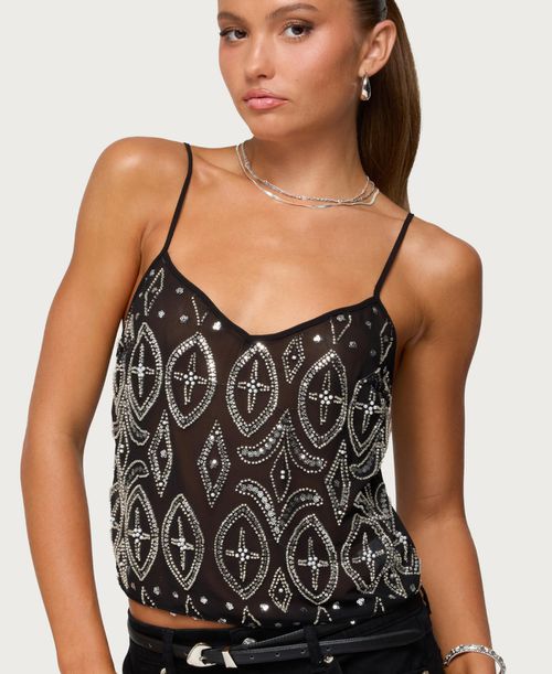 Women's Kaleesy Beaded Tank Top - Black