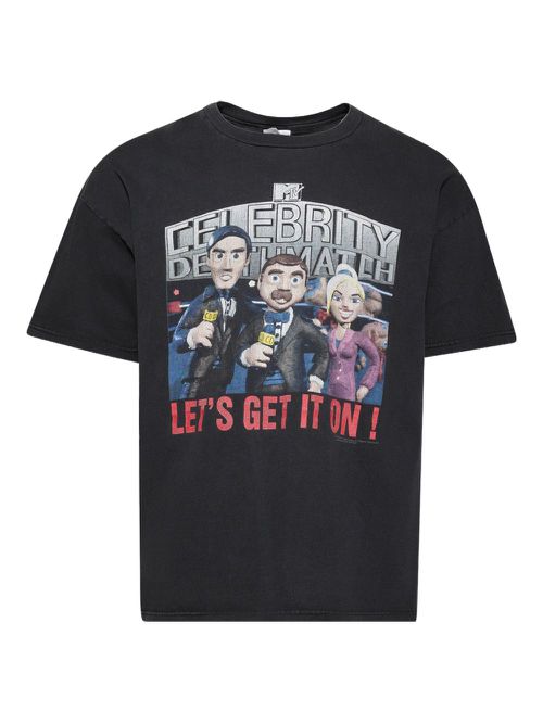 Cartoon-print T-shirt - Black