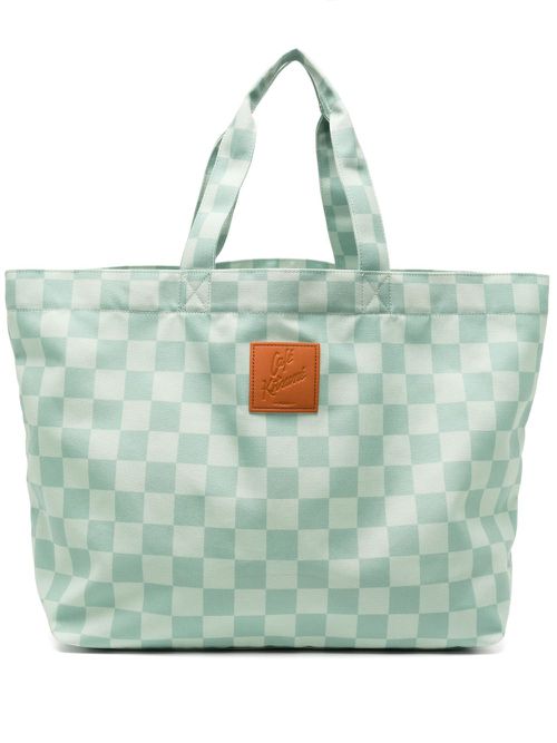 CAFÉ KITSUNÉ maxi checkerboard tote bag - Green