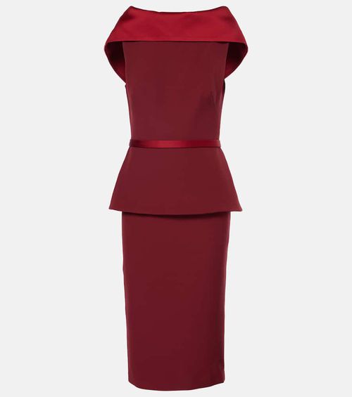 Rella draped peplum heavy crêpe midi dress
