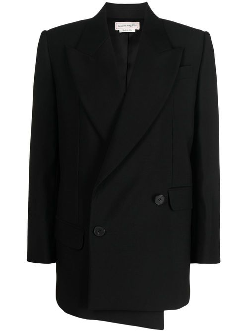 Asymmetric double-breasted blazer - Black