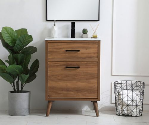 "Boise 24" Single Bathroom Vanity Set", Walnut Brown