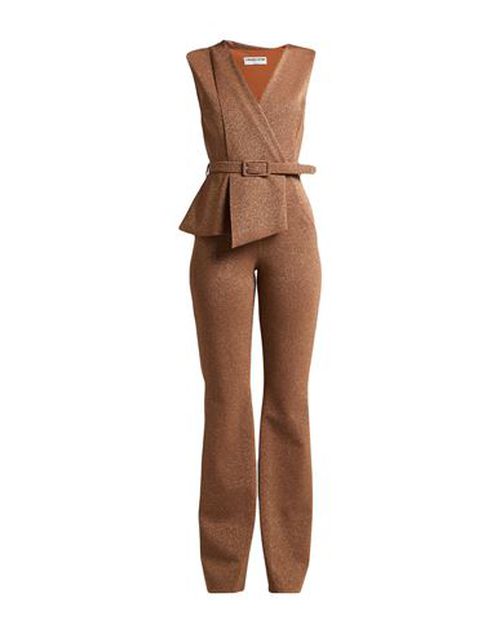 Woman Jumpsuit Brown Size 4 Polyamide, Viscose, Elastane, Polyester