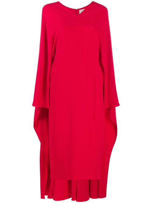 Valentino Garavani cape-style V-neck silk midi-dress - Red