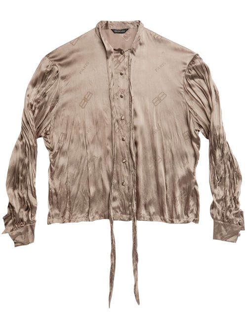BB logo-print silk shirt - Neutrals