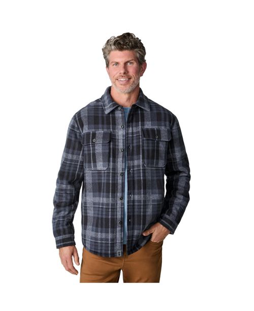 Men's Mountain Ridge Sueded Chill Out Fleece Jacket - Charcoal plaid