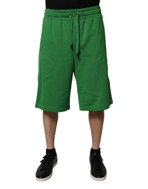 Cotton-Blend Sweat Bermuda Shorts — Green