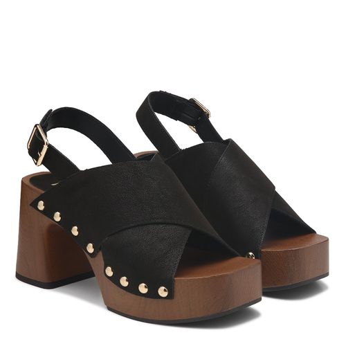 Women's Eudora Wood Bottom Sandals (Black)