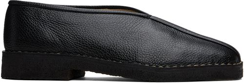LEMAIRE Black Piped Crepe Slippers