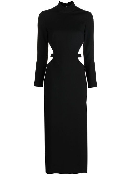 Cut-out back high-neck dress - Black