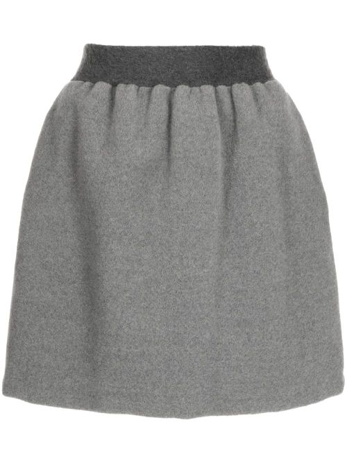 Felted A-line wool miniskirt - Grey