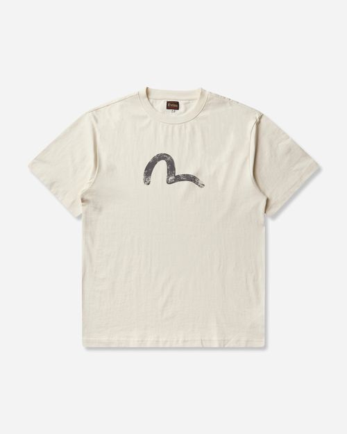 Men s Ebisu and Seagull Print T-Shirt Ecru