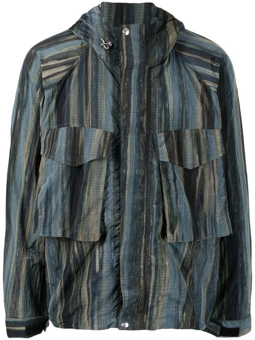 Woodland-print hooded jacket - Blue