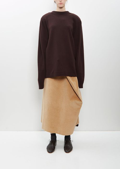 Marie Adam-Leenaerdt Cotton Corduroy Straight Skirt Beige