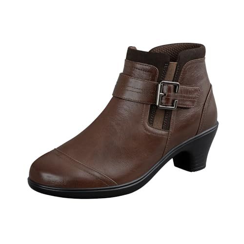 Orthofeet Women's Orthopedic Emma Heeled Leather Bootie with Zipper, Taupe