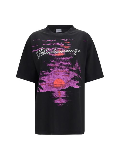 Graphic-Print Distressed T-Shirt — Black