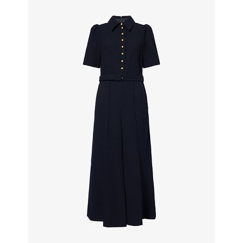 Womens Wide-Leg Textured Woven Jumpsuit