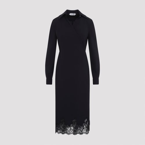 Tropical Print Wool-Blend Midi Dress for Women
