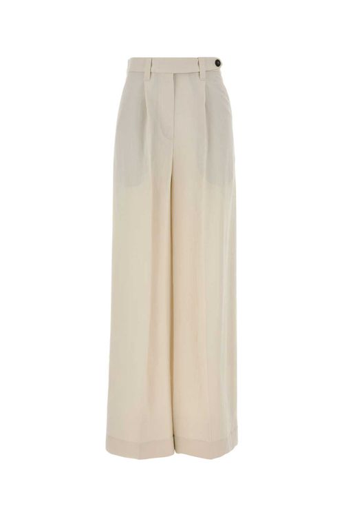 Viscose Blend Wide-Leg Trouser — Ivory