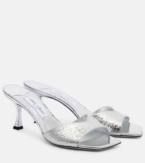 Skye 60 metallic leather mules